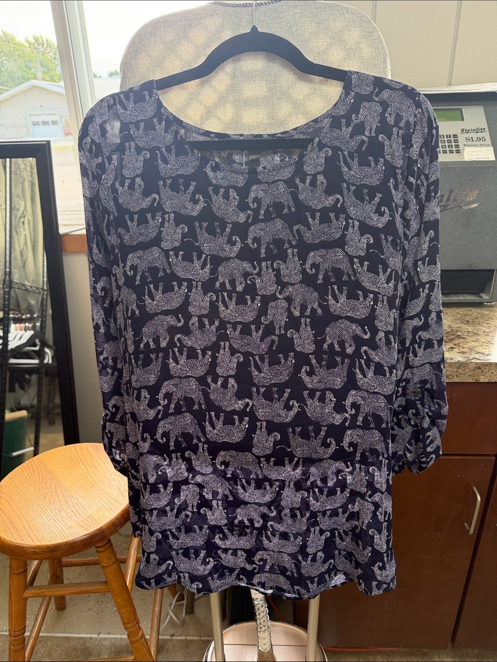 41 Hawthorn Navy and White Elephant Print Blouse